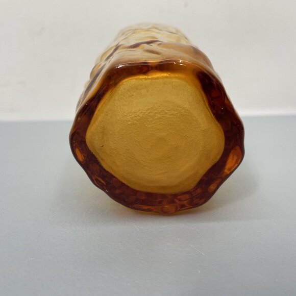 Vintage MCM Seneca Driftwood Crinkle Textured Glass Tumbler Brown Amber 12oz - Picture 8 of 10